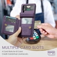 thumbnail image 7 of Allytech Business Wallet Case for Samsung Galaxy Z Flip3 with Credit Card Holder, [RFID Blocking] [Camera Screen Protection] PU Leather Magnetic Clasp Kickstand Shockproof Protective Case - Purple, 7 of 7