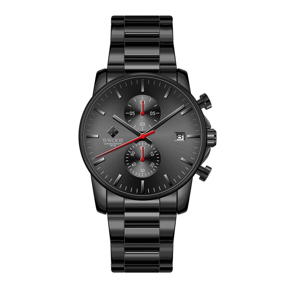 Men s watches with casual waterproof chronograph quartz watch made of stainless steel and metal auto date in colorful hands