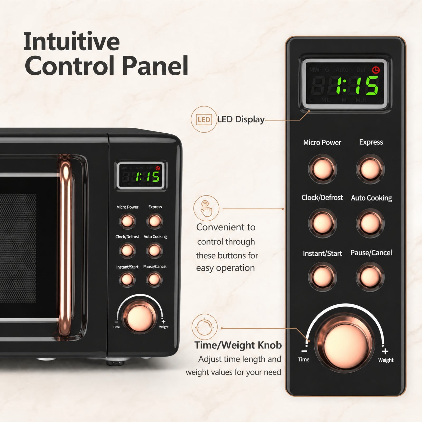Costway, Microwave Oven, Retro, 0.7 Cu.ft, 700W, Rose Gold