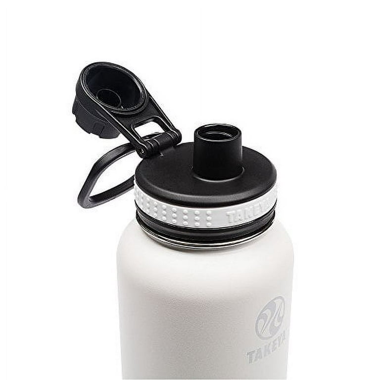 Takeya Originals 32 oz White and Black Double Wall Vacuum Insulated  Stainless Steel Water Bottle with Wide Mouth and Flip-Top Lid 