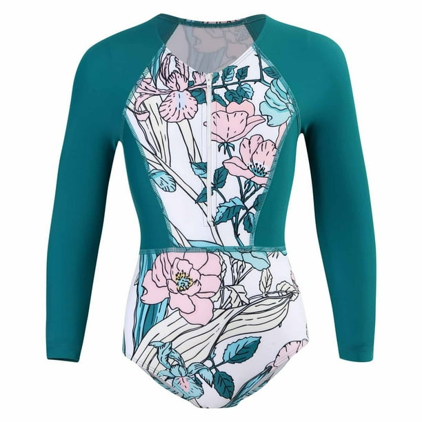 TIMIFIS Toddler Baby Girl Swimsuit Rash Guard Long Sleeve One Piece Swimwear Bathing Suit for 1 5Years Kids for 3 4 Years Summer Savings Clearance