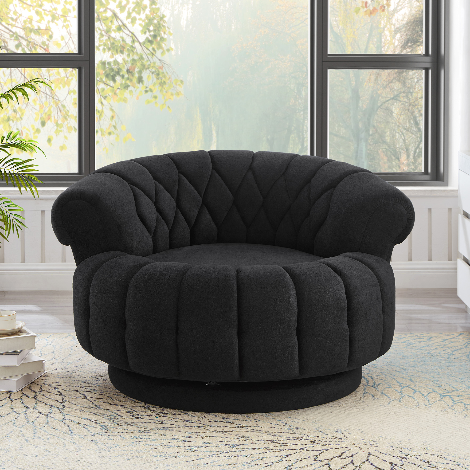 Euroco Swivel Accent Chair 360°Swivel Chair Sofa Barrel Swivel Chair Round Club Chair for Living Room and Bedroom
