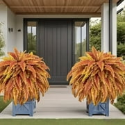 Dremisland 39 Artificial Boston Fern in Orange and Gold Fall Dark Brown Urn (2 Count)