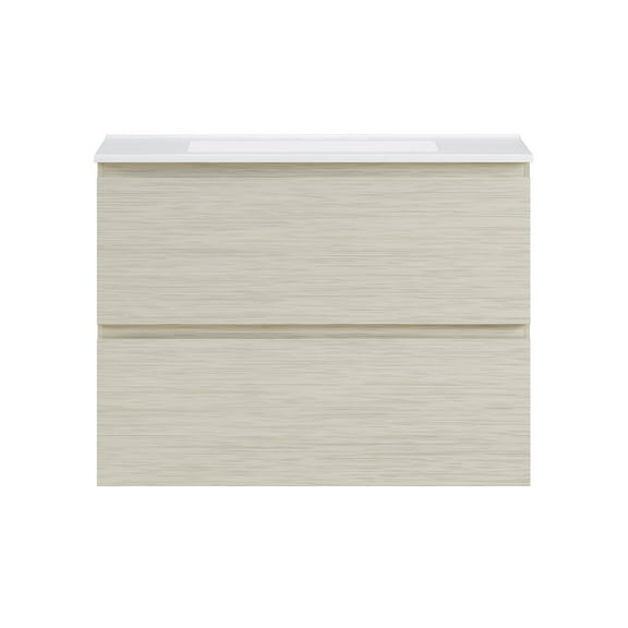 Liberte 30" Wall-Mounted Bathroom Vanity in White Oak with 3-Hole Widespread Sink Top