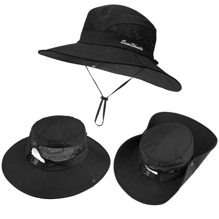 Women'S Outdoor Uv-Protection-Foldable Sun-Hats Mesh Wide-Brim