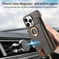thumbnail image 6 of SaniMore for iPhone 14 Pro Max Case, PU Leather Zipper Purse RFID Blocking Card Slots Flip Kickstand Metal Finger Ring Magnetic Car Mount Shockproof Anti-fall Rugged Wallet Shell for Ladies Men, Gray, 6 of 10