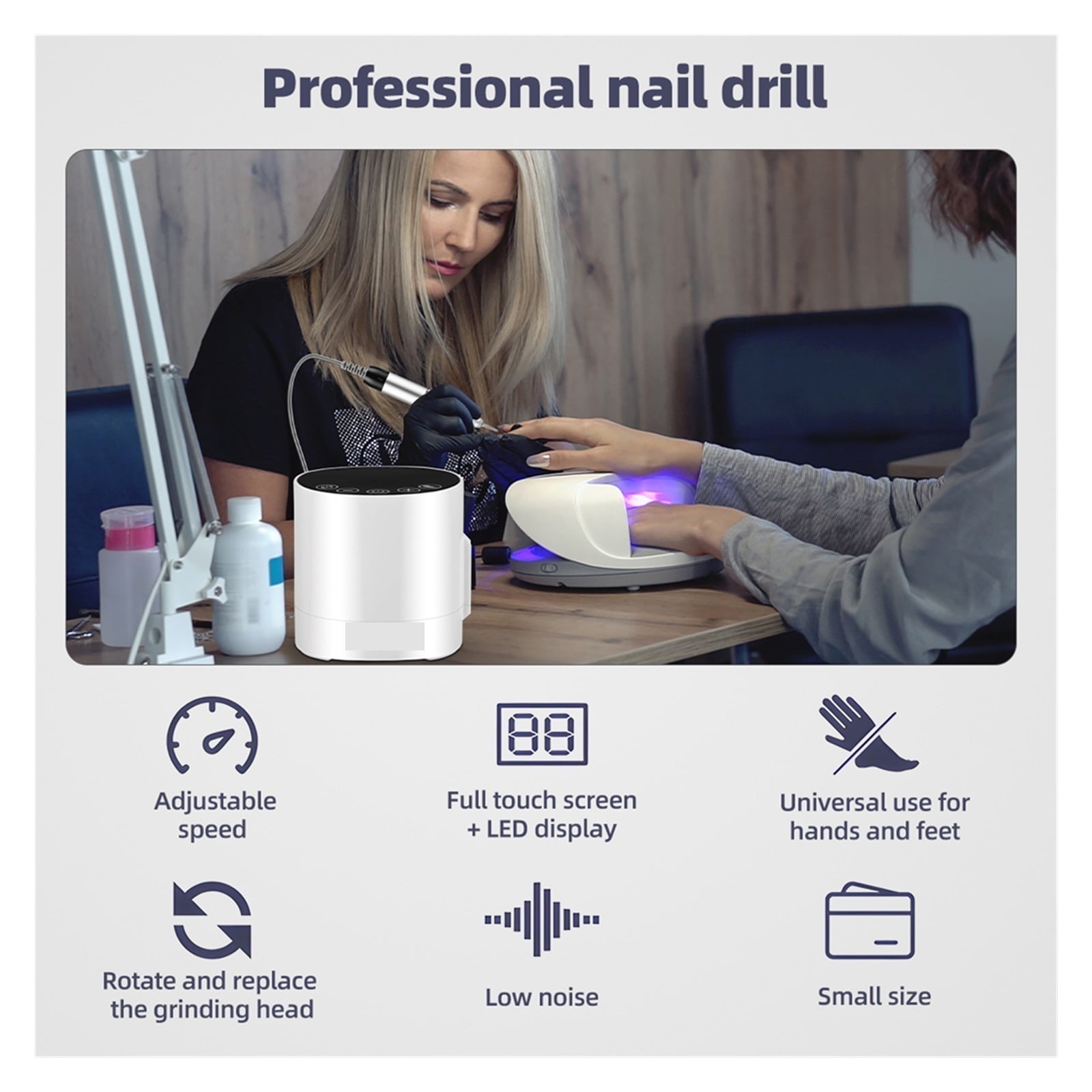 35000RPM Nail Drill Machine, LED Display Electric Nail Sander, Adjustable Speed Mill For Manicure With Foot Pedal Nail Tool