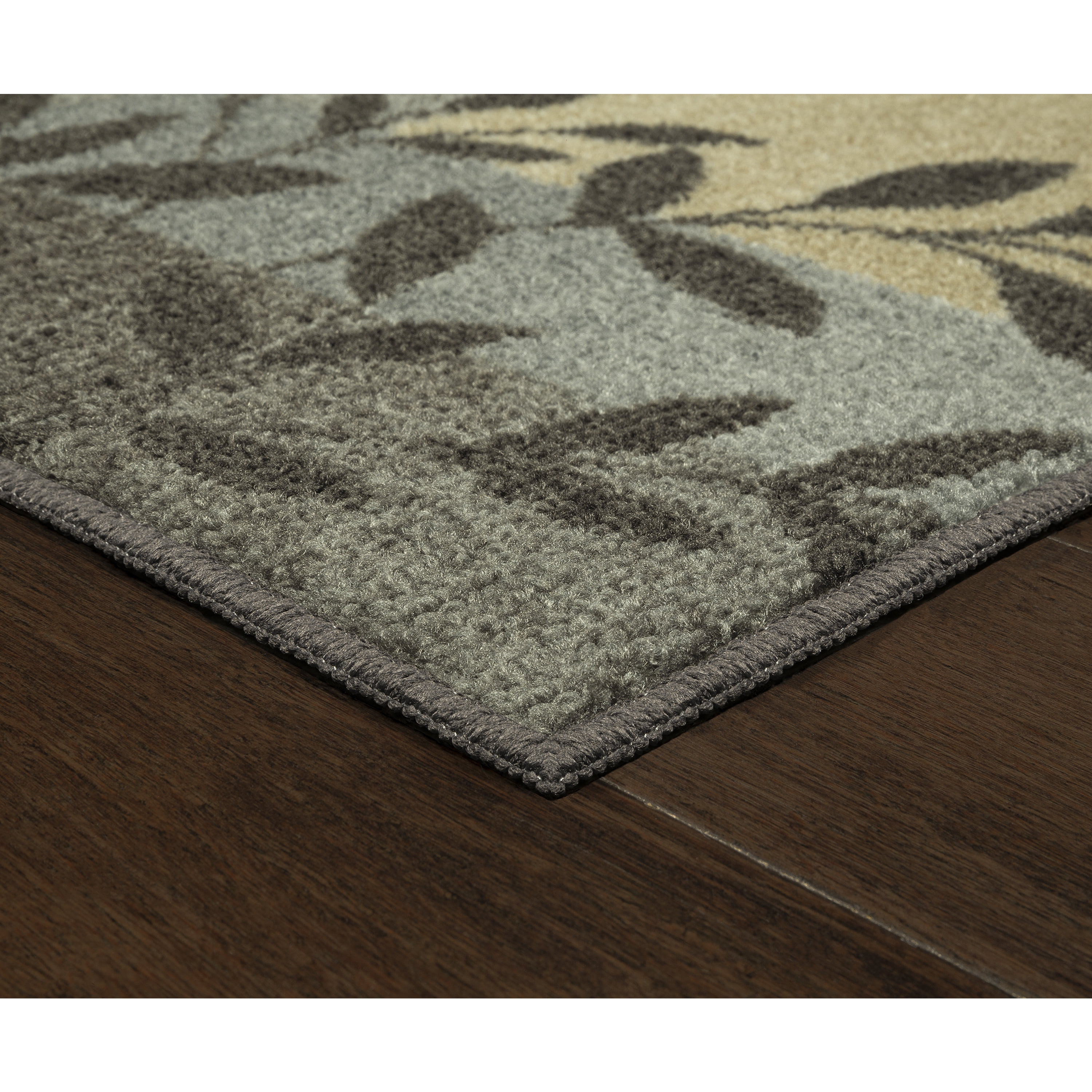 Mainstays Gray Leaf Block Print Indoor Accent Rug, 2'6" x 3'10", For Home Decor