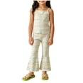 thumbnail image 2 of Gamivast Girls 2 Piece Lounge Set Spaghetti Strap Tank Top And Flare Pants Striped Ribbed Matching Outfit Soft Summer Casual Sleepwear Daily Wear, 2 of 5