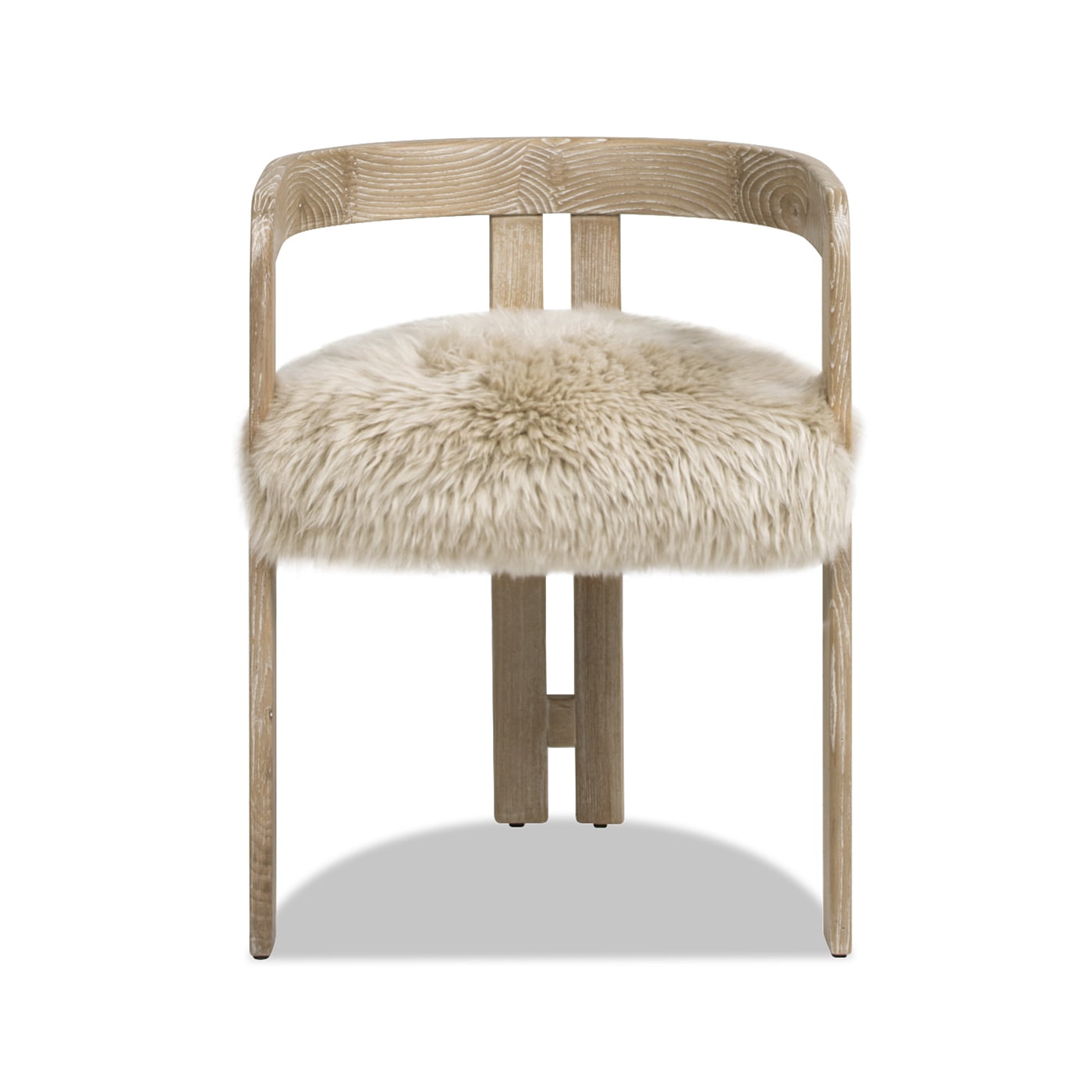 Millwick 21" Low Back Genuine Sheepskin Fur Dining Chair - Natural Blonde Fur