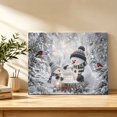 thumbnail image 3 of Christmas Winter Canvas Wall Art, Rustic Snowmen Red Bird Green Pine Tree Wooden‑Stretched Canvas Print Artwork, Home Wall Decor for Living Room Bedroom Office 14"Lx11"W, 3 of 9
