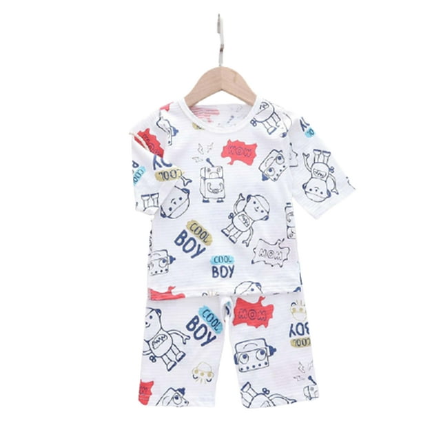 CAROOTU T-shirt à Manches Courtes Imprimé Dessin Animé pour Enfants Col Rond avec Shorts pour l'Été Plage