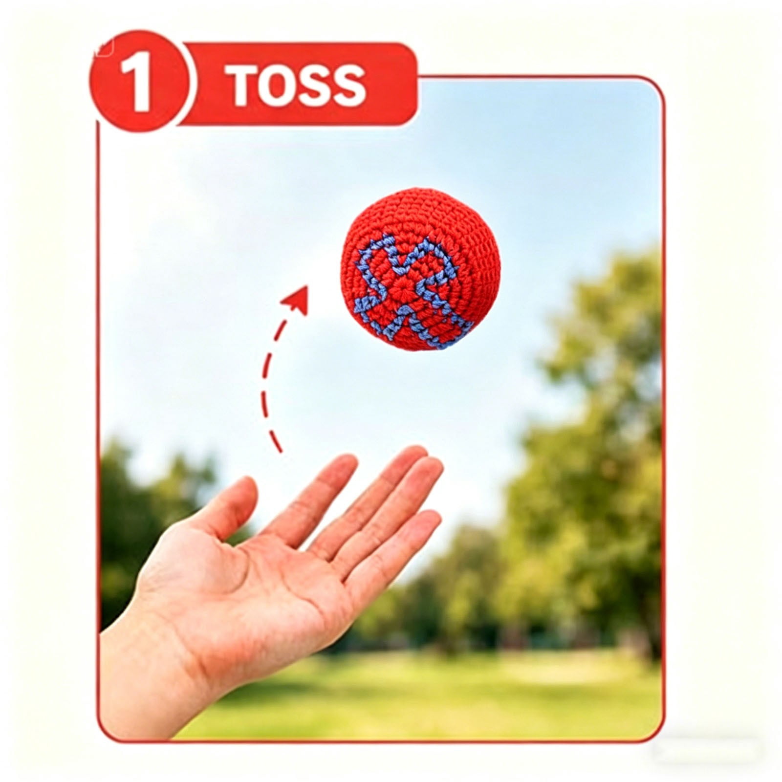STROLA Set of 6 Handmade Crochet Juggling Balls, Soft Footbags for Adults Beginners, Learning Skills Toys for Coordination, Outdoor Throwing Game