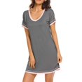 thumbnail image 4 of Womens Summer Nightgowns Short Sleeve Sleepwear Cotton Crewneck Nightdress Comfy Sleepshirt, 4 of 5