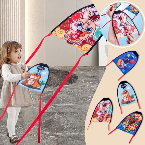 RRJ 4Pcs Children'sOutdoor Catapult KiteToy, Hand-Launched Elastic Finger Kite, No Wind FlyingToy, Rubber Band Powered Mini Kite for BoysGirlsBackyard Beach Park Play