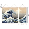 thumbnail image 2 of Hokusai - Arte tradicional japonés The Great Wave Off Kanagawa, póster colgante con marcos de madera, listo para colgar, juego de 3 piezas (16 x 32 x 32 pulgadas), 2 of 3