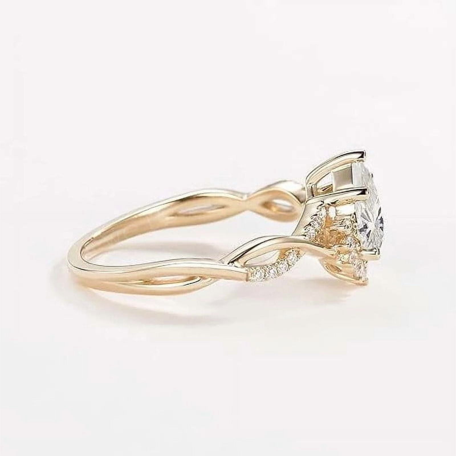 SHUBHKRISHNAJEWELLS 14K Gold 1.50 CT Pear Cut Engagement Ring with Real Diamond for Women Birthstone Wedding Promise Rings for Her