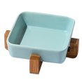 thumbnail image 1 of Cuenco de cerámica para perros y gatos con soporte de madera, bonito cuenco de agua para alimentos para perros y gatos MFZFUKR BST3011035-3, 1 of 5