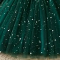 thumbnail image 6 of Razzly Child Girls Long Sleeve Dress with Bow Star Sequin Netting Holiday Party Formal Occasion Winter Fall Outfit for Toddler Kids 3-7 Years(Green,6-7 Years), 6 of 8