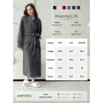 thumbnail image 4 of AMITOFO Long Robes for Women, Soft Fluffy Fleece Bath Robe with Front Pocket, Winter Warm Plush Lapel Women's Robes, Adjustable Belt, 4 of 7