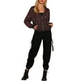 thumbnail image 3 of MODA NOVA Juniors Halloween Costume Shiny Long Sleeve Zipper Hooded Metallic Jacket Black Red-Sequin M, 3 of 7
