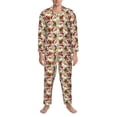 thumbnail image 3 of Fotbe Christmas Hat bear Pattern Long Sleeve Pajama Set for Men,Sleepwear Set,2-piece Loungewear Set,Soft PJs Comfy Nightwear with Pockets-Medium, 3 of 7