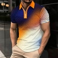thumbnail image 1 of Chemises pour Hommes Décontractées Imprimées Manches Courtes Col Rabattu Fermeture à Glissière T-Shirt Blouse Tops, 1 of 1
