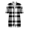 thumbnail image 5 of Airport Outfits for Women Plaid Printed Matching Sets Short Sleeve Open Front Top with Shorts Two Piece Casual Summer Set, 5 of 6