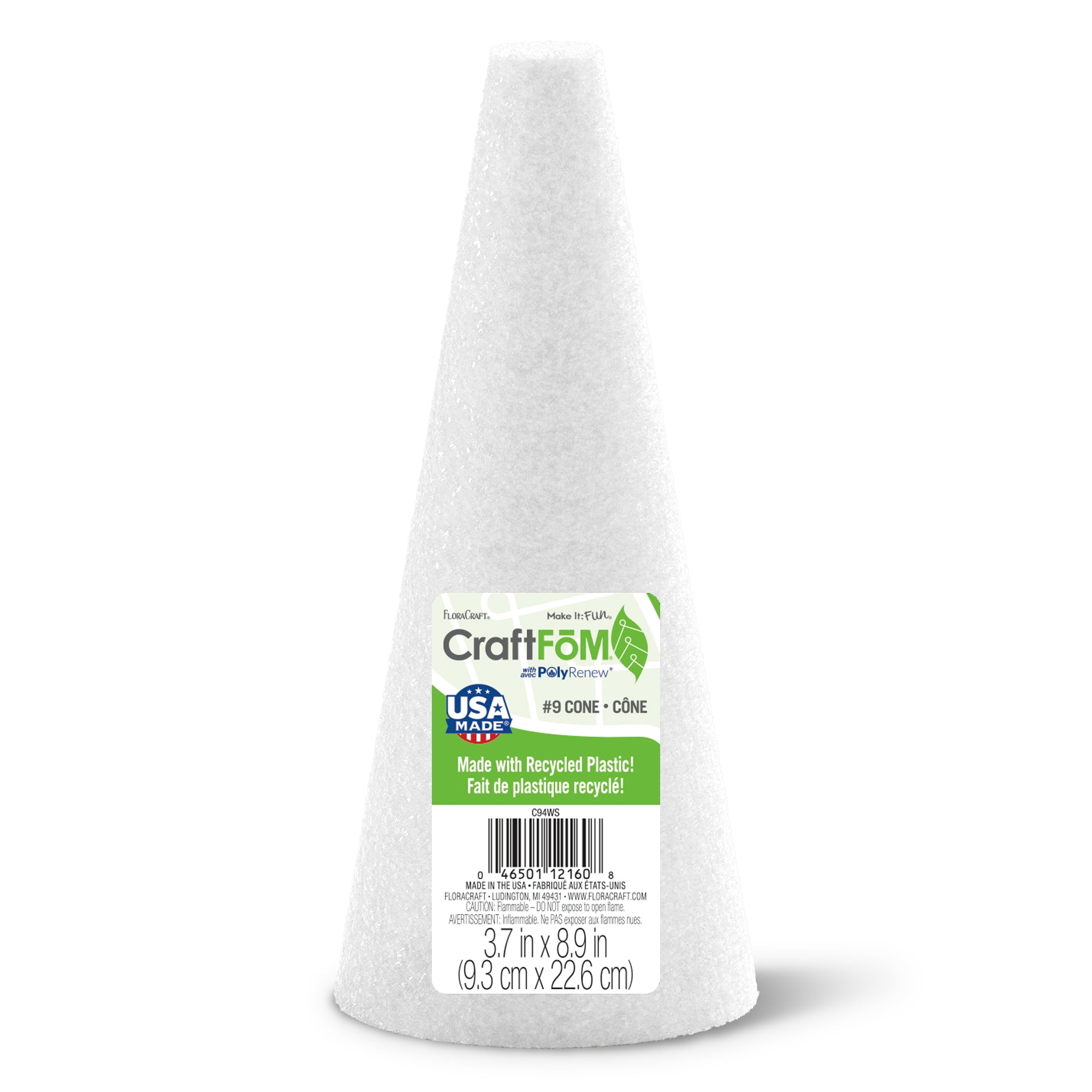Floracraft White 3.7" x 8.9"  CraftFÅM Cone - Decorative Foam for DIY Decoration, Weddings, Birthdays, and Parties - Bulk 26 Pack