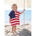 thumbnail image 4 of BemeyourBBs Kids Toddler Baby Boy Girl 4th of July Cape Outfit Swim Poncho Cover Up Shirt Patriot Independent Day Cloak Clothes American Flag Print Loose Fit Hooded Cape Jacket Summer Beachwear, 4 of 9