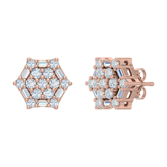 1/2 Carat Diamond Hexagon Stud Earrings in 10K Rose Gold