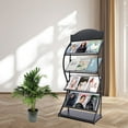 thumbnail image 2 of FETCOI Newspaper Magazine Display Rack Stand Iron Book Rack Floor-Standing Storage Rack (Black), 2 of 14