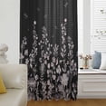 thumbnail image 6 of Black Botanical Sheer Curtains 63 Inches Long, Dragonfly Flower Leaf Retro Style Light Filering Curtains, Breathable Simi Curtain Privacy Drapes for Living Room Bedroom Lightweight Window Treatment, 6 of 9