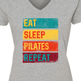 thumbnail image 4 of Inktastic Fitness Eat Sleep Pilates Repeat Women's V-Neck T-Shirt, 4 of 5