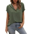 thumbnail image 7 of Womens Shirts Summer Loose Hooded Button Short Sleeve T Shirt Womens Tops, 7 of 7