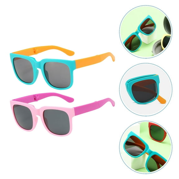 LOLIPPYY 2 Pairs Children Folding Sunglasses with Purple Legs UV Protection Festivals
