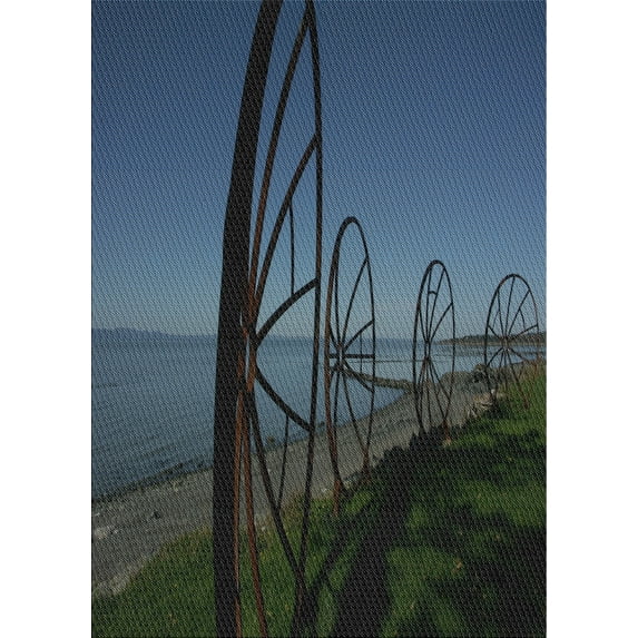 Ahgly Company Indoor Rectangle Patterned Steel Blue Novelty Area Rugs, 3' x 5'