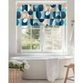 thumbnail image 4 of Blue Khaki Valances for Windows Nordic Retro Medieval Geometric Abstract Valance Rod Pocket Light Filtering Short Window Treatments Curtains for Kitchen Bathroom Living Room Bedroom, 60 x 18 Inch, 4 of 7