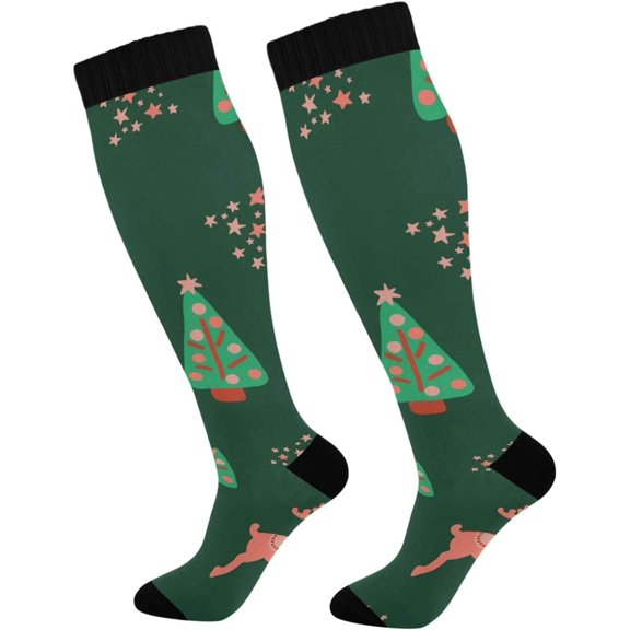GZHJMY Christmas Compression Socks, Women Men Long Stocking (20-30mmHg), Travel Knee High Stockings for Athletic Sports,Running,Cycling,Nursing