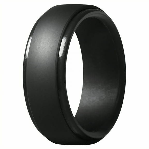 DESIGNICE Silicone Rings for Him,Cool Sensation Men Silicone Wedding Bands,Aerosol Coating Rubber Ring,Black