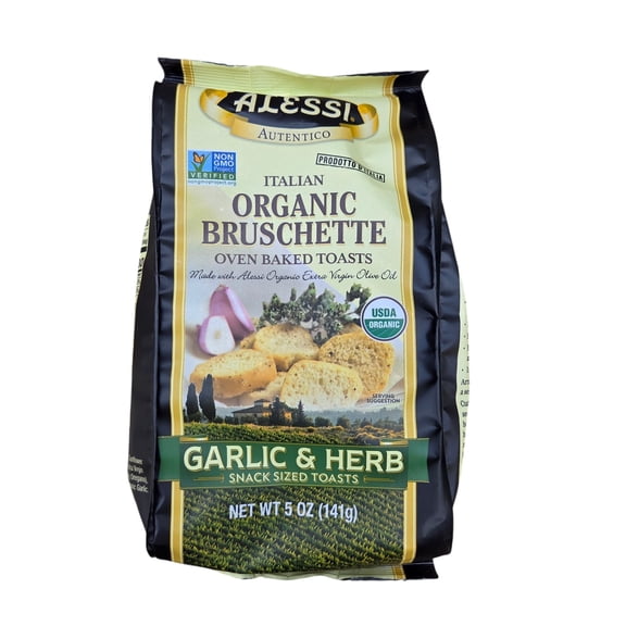 Alessi Organic Garlic and Herb Bruschette, 5 Ounce