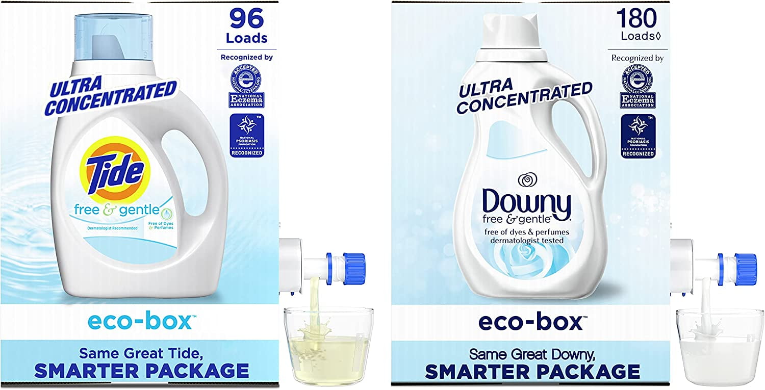 Tide Free And Gentle Laundry Detergent EcoBox + Downy EcoBox Liquid