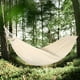 thumbnail image 4 of Hamaca grande de lona beige de 200 x 80 cm | Soporta hasta 270 kg | Ideal para exteriores, patio, camping, viajes, etc., con bolsa de almacenamiento y hebillas resistentes., 4 of 5