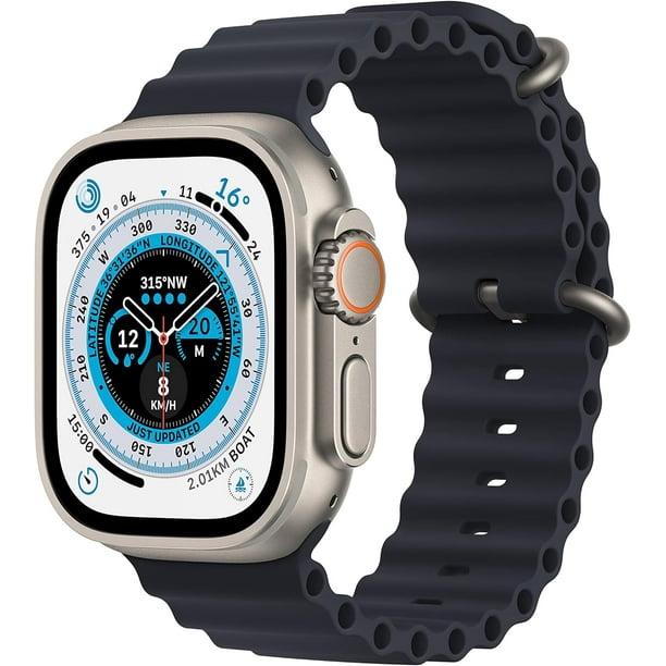 Apple Watch Ultra 1st gen GPS + Cellulaire 49mm Boîtier en Titane Montre Intelligente avec Bande de Minuit Océan (Taille Unique) Boîte Ouverte