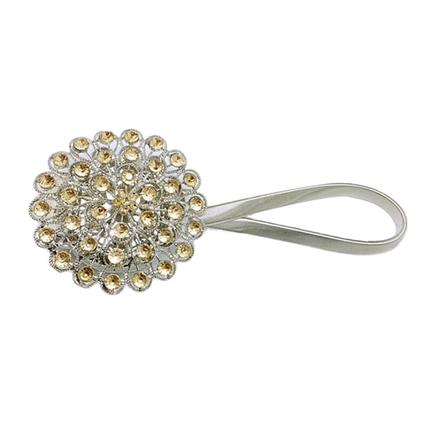 Abrazadera magnética para cortina con diseño de flores, estilo europeo, con hebillas y brillantes diamantes de imitación. Dorado