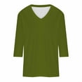 thumbnail image 4 of TAGOLD Womens 3/4 Long Sleeve Summer Tops, Women's Fashion Solid Color Loose T-shirt 3/4 Sleeves Blouse V-Neck Casual Tops, 4 of 5
