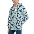 thumbnail image 2 of Fotbe Penguins Dolphins Whales Pattern Youth Pullover Hooded Sweatshirt, Boys Hoodie, Kangaroo Pocket Hoodie for Kids Girls -Large, 2 of 6