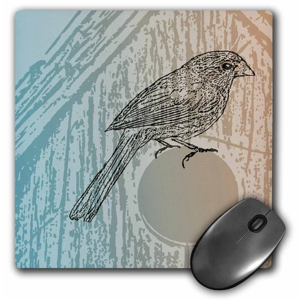 3dRose Happy Bird with Bird House Sketch, Mouse Pad, 8 by 8 inches ...