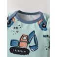 thumbnail image 2 of Newborn Baby Boy Clothes Cartoon Pattern Long Sleeve Romper + Pants + Hat 3PCS Outfits Set Blue 3-6 Months, 2 of 6