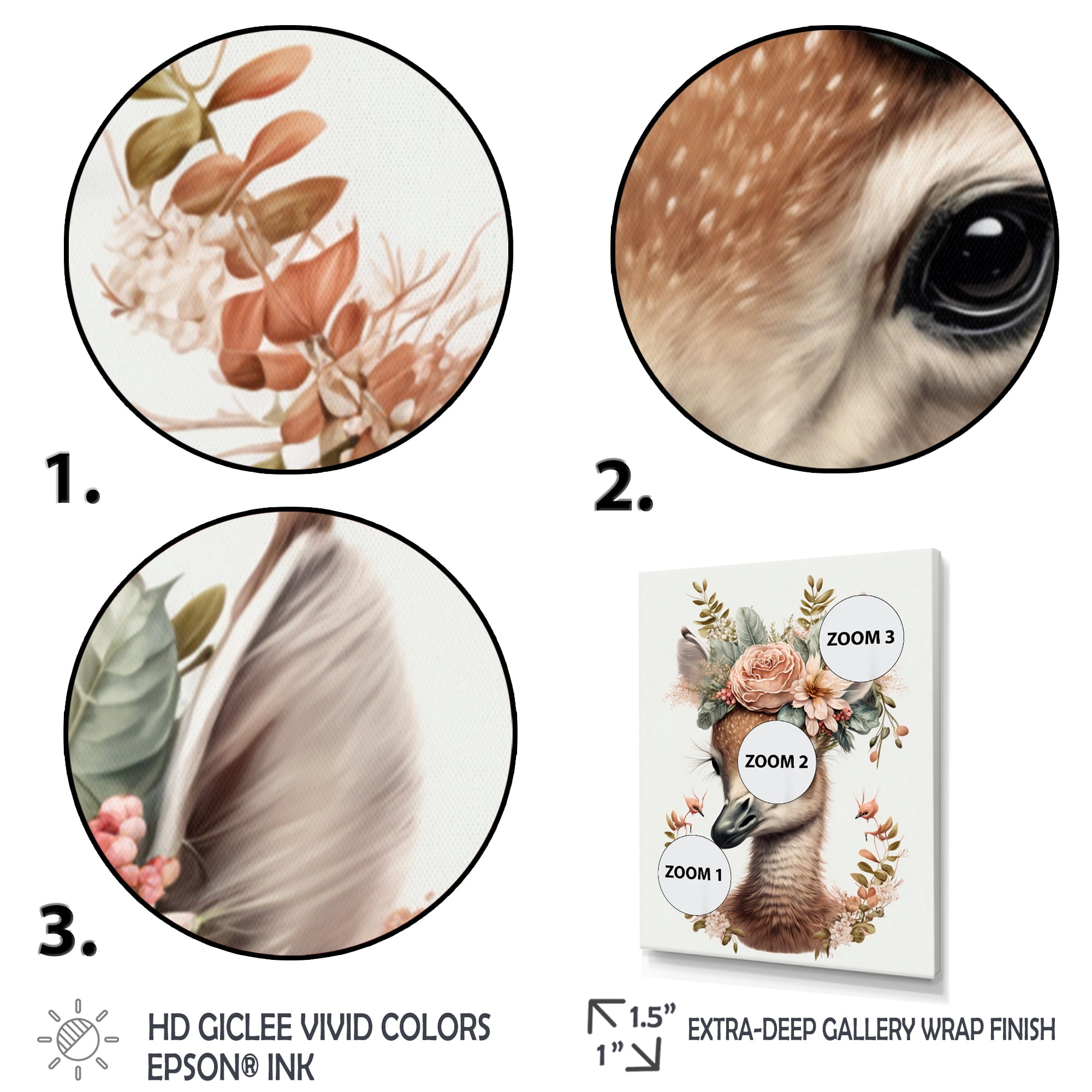 Designart Cute Baby Flamingo With Floral Crown Canvas Wall Art